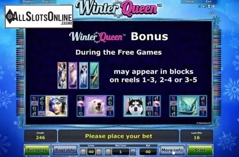 Paytable 2. Winter Queen from Greentube
