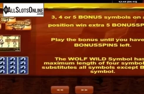 Paytable 4. Wolf Moon (Amatic) from Amatic Industries