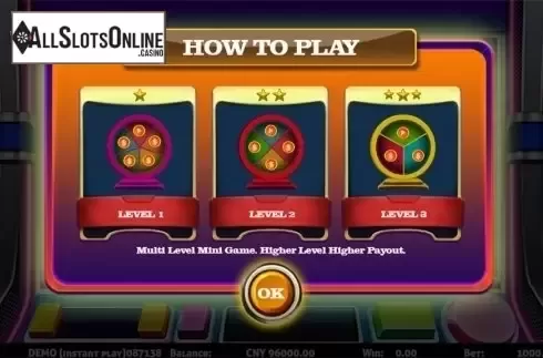 Intro bonus game screen. 777 Slot from Triple Profits Games