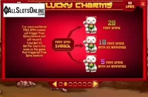 Paytable 2. 8 Lucky Charms from Spinomenal