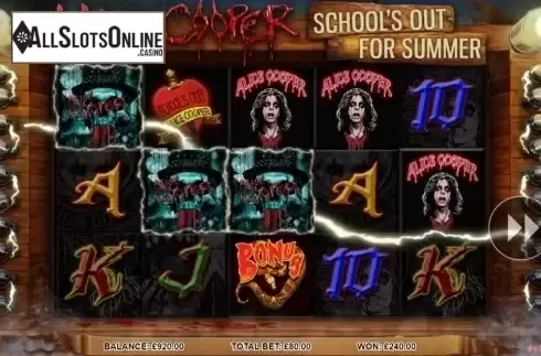Win Screen . Alice Cooper from FunFair