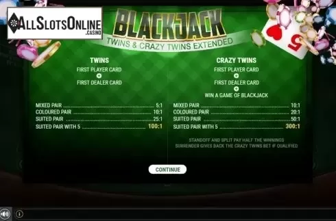 Start Screen. BlackJack Twins and Crazy Twins Extended from GAMING1