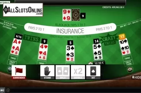Game Screen 3. BlackJack Twins and Crazy Twins Extended from GAMING1