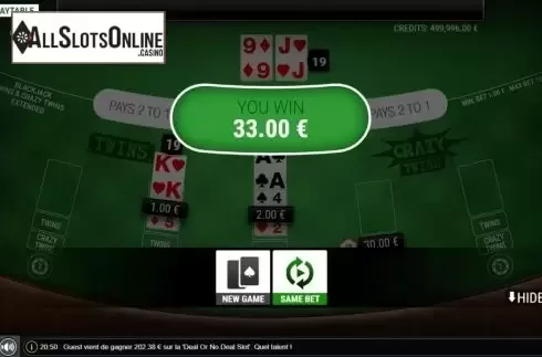 Win Screen. BlackJack Twins and Crazy Twins Extended from GAMING1