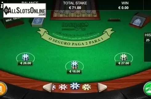 Game Screen. Blackjack Pro MH Portuguese from NextGen