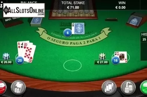 Game Screen. Blackjack Pro MH Portuguese from NextGen