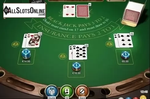 Game Screen. Blackjack Professional Series from NetEnt