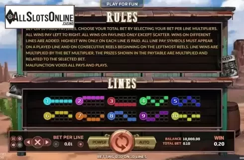 Paylines screen