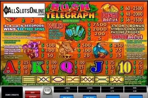 Screen2. Bush Telegraph from Microgaming