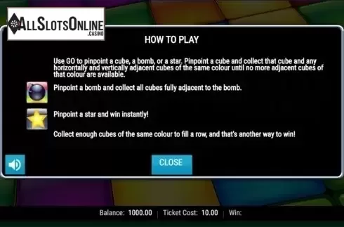 Intro screen. Colour Cubes from IGT