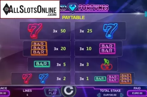 Symbols. Diamond Fortunes from Leander Games