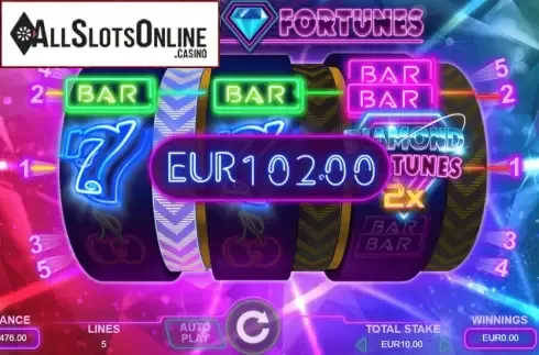 Win Screen. Diamond Fortunes from Leander Games