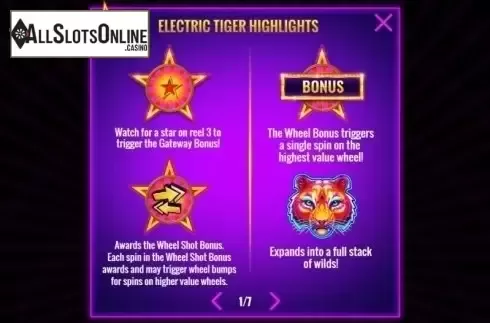 Paytable 1. Electric Tiger from IGT