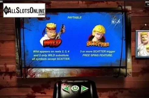 Paytable . Father & Zombies from Spadegaming