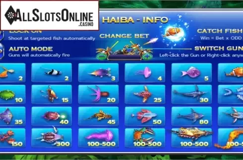 Paytable. Fish Hunter Haiba from EAgaming