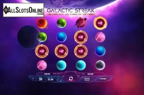 Multiplier screen. Galactic Streak from Playtech