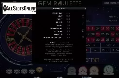 Paytable Screen