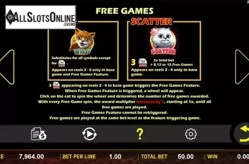 Paytable 2. Hungry Cats from Aspect Gaming