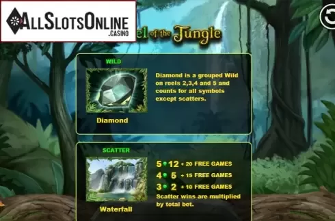 Paytable 1. Jewel of the Jungle from GamesLab