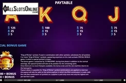 Paytable 2