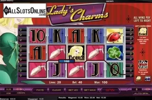 Win screen. Lady's Charms from Amaya