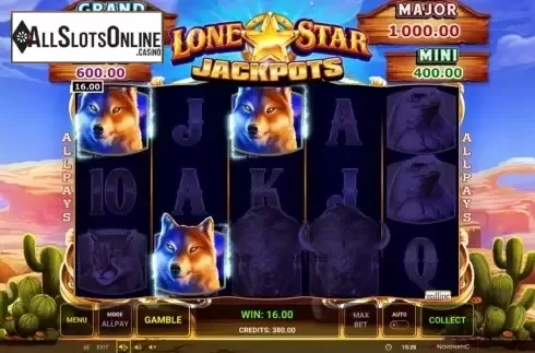 Win Screen 1. Lone Star Jackpots from Greentube