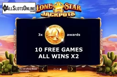 Start Screen. Lone Star Jackpots from Greentube