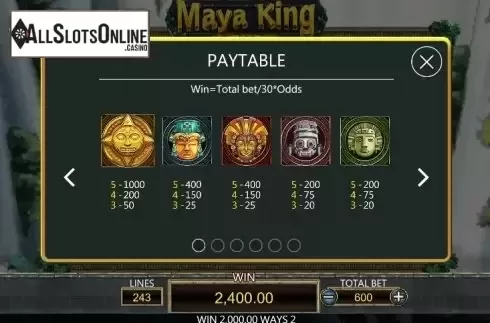Paytable 1. Maya King from Dragoon Soft