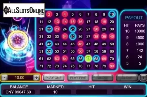 Game Screen 1. Neon Keno from Triple Profits Games