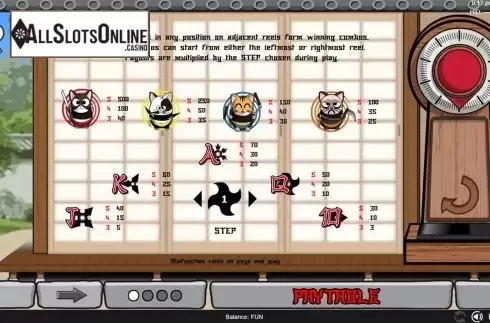 Paytable . Ninja Cats from Espresso Games