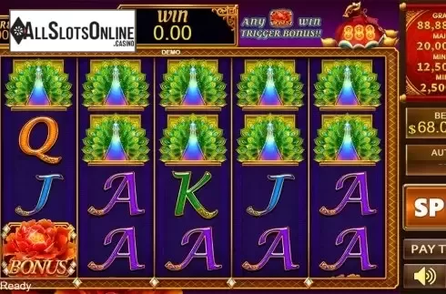 Reels screen. Peacock King from PlayStar