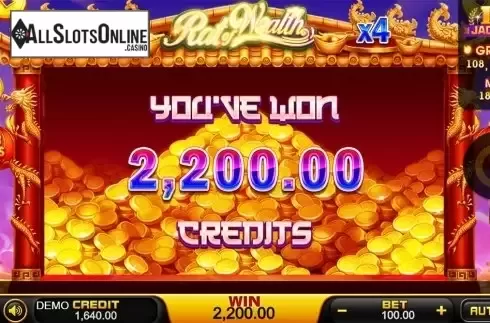 Win screen. Rat of Wealth from PlayStar