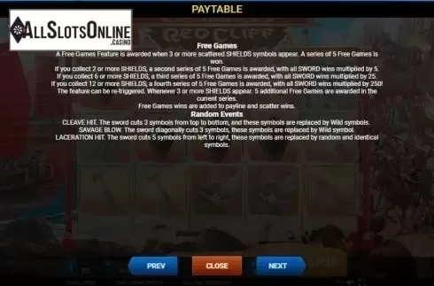 Paytable 3. Red Cliff from Evoplay Entertainment