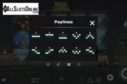 Paytable screen 4. Reels of Legend from Cubeia