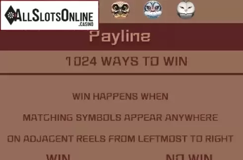 Paytable. Rock N' Owl from AllWaySpin