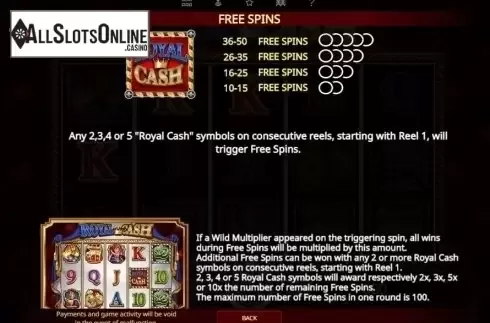 Paytable 3. Royal Cash Pulse from iSoftBet