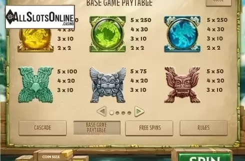 Paytable 1. Secrets of the Phoenix from Roxor Gaming