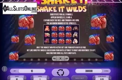 Paytable 1. Shake It from Fugaso