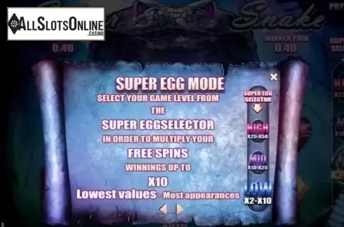 Paytable 1. Silver Snake from SkillOnNet