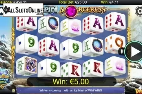 Win Screen. Spin Sorceress Dice from NextGen