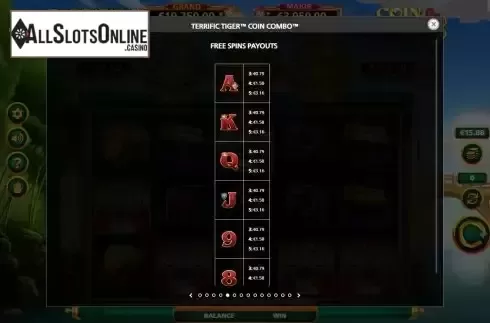 Free Spins payouts screen 2