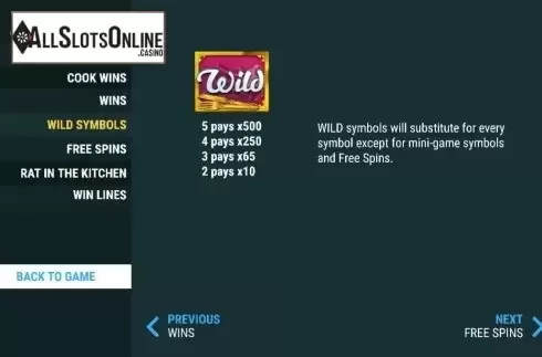 Paytable 4. Too Many Cooks from Slot Factory