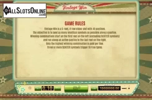 Screen3. Vintage Win from BF games