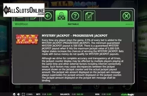 Mystery Jackpot. Wild Moon Jackpot 5k from StakeLogic