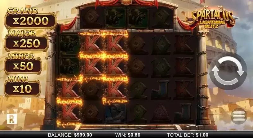 Spartacus Lightning Blitz slot screenshot 2