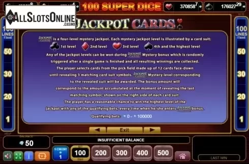 Features 2. 100 Super Dice from EGT