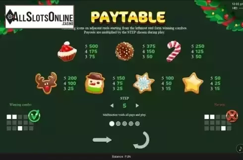 Paytable screen