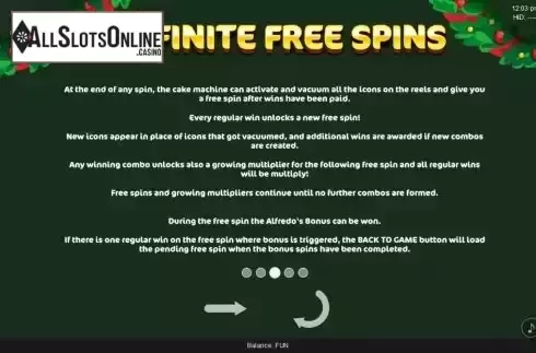 Free Spins screen