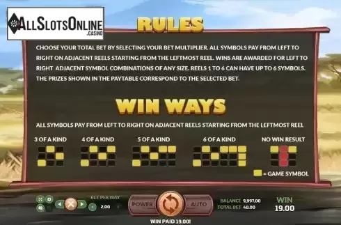 Ways to win screen