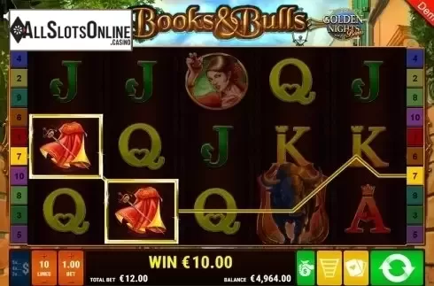 Win screen. Books & Bulls GDN from Gamomat
